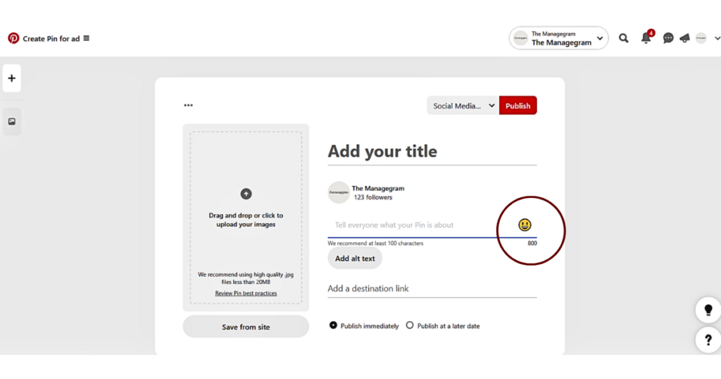 pinterest descriptions 800 character limit