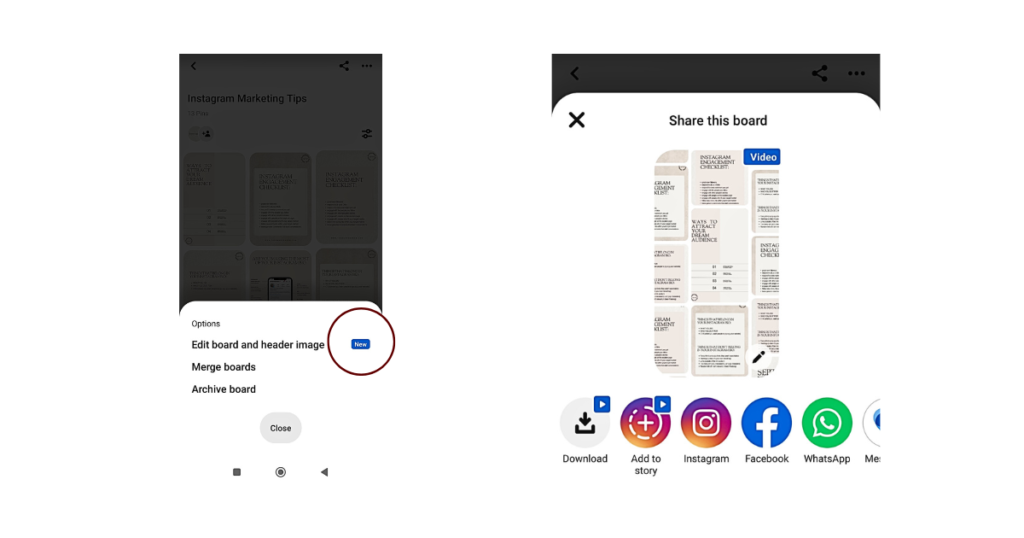 pinterest board features