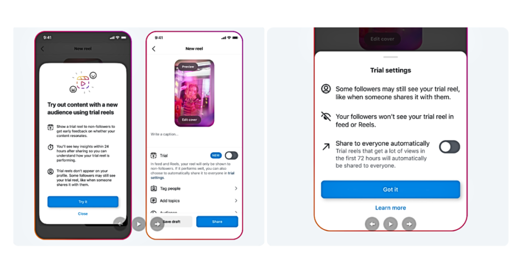 instagram update reels trials