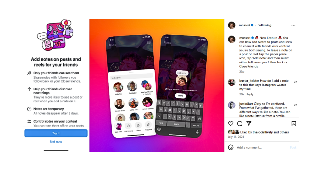 instagram notes update